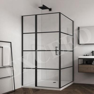 China With Frame Custom Black Aluminum Profiles Bathroom Glass Shower Corner Enclosure for sale