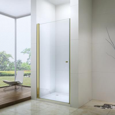 China 1000x1950 Modern Golden Glass+Aluminum Pivot Shower Enclosure Doors for sale