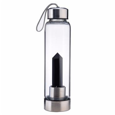 China Wholesale Viable Gem Drink Healing Natural Quartz Stone Infused Glass Crystal Water Bottle for sale