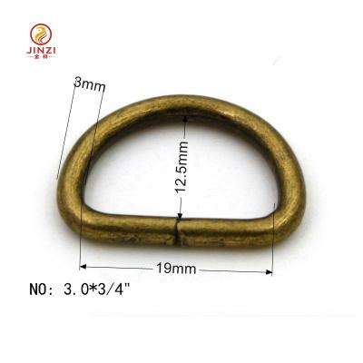 China High quality with factory price bag fittings brass color iron wire metal D-ring for sale