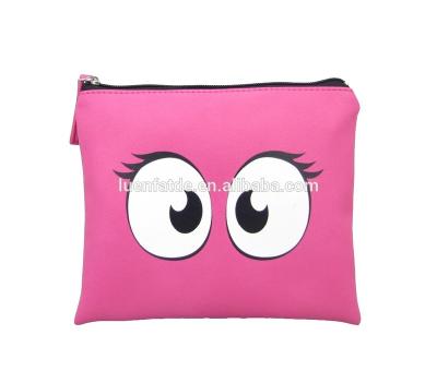 China Fashion EYES Printing Cosmetic Pouch Bag Girl PU Material Makeup Bag for sale