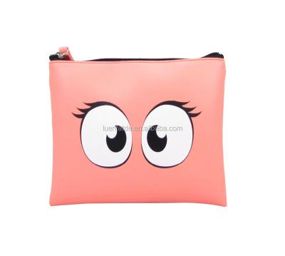 China 2022 Fashion EYES Print Cosmetic Bag Girl PU Leather Makeup Handbags Pouch for sale