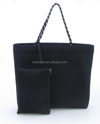 China 2022 Fashion Neoprene Tote Bag Perforated With Detachable Pocket Customer Female for sale