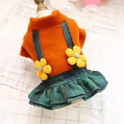 China Wholesale Viable Pet Dress Dog Clothes Fashion Stylish Pet Jeans Puppy Shirt Cute Pet Cloth Dog Skirt for sale