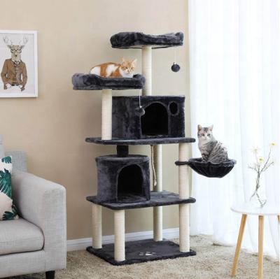 China Wholesale Multilevel Board Fashionable Factory Scratch Board Cat Tree Customized Elevating Tower Housing Happy Pet House for sale