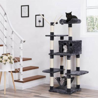 China High quality wooden large scratch tower fashion sisal pet products cat tree diy luxury foldable climbing viable for sale