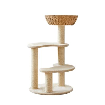 China China Sustainable Factory New Design Pet Luxury Hand - Woven Artificial Rattan Cat Condo Tree for sale