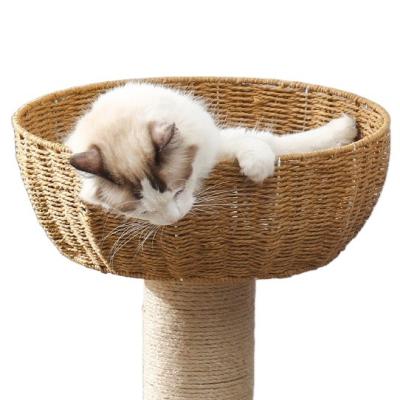 China Free Sample Viable Cat Tree Tower Home Life Modern Style Rattan Cat Tree Scratcher Tree Furniture for sale