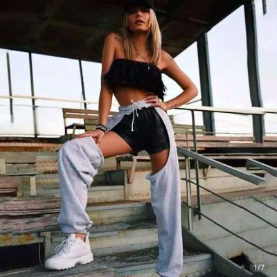 China Breathable Fashion Women Cargo Pants Hip Hop Jogger Pants Nightclub Open Files Sexy Pants for sale