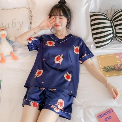 China Ice home suit of summer pajamas ladies sexy cute silk female short sleeve QUICK DRY shorts for sale