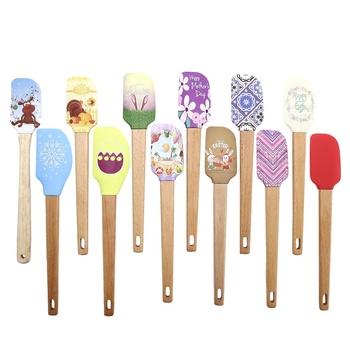 China Good Quality Sustainable Heat Resistant Kitchen Baking Cream Cake Long Handle Silicone Spatula Head Set for sale