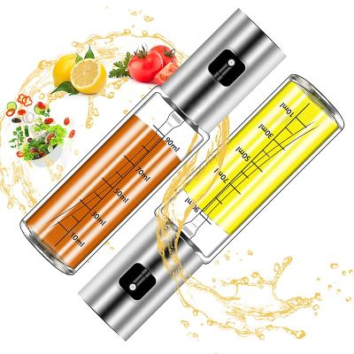 China Sustainable Multifunctional 2 Pcs Kitchen Set Cooking Stainless Steel 100ml Olive Oil Sprayer With Scale for sale