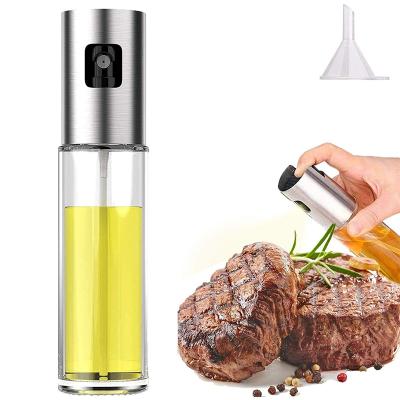 China Sustainable Food Grade Glass Stainless Steel Barbecue Bottle Olive Oil Sprayer For Cooking Refillable for sale