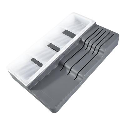 China Modern Wholesale Kitchen Utensils Knife Cutlery Spoon Multifunctional Stackable Plastic Organizer Drawer for sale