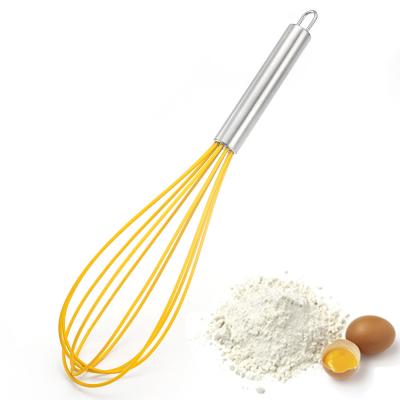 China Sustainable Hot Selling 2 In 1 Multi Functional Silicone Rubber Egg Beater For Cooking With Stainless Steel Handle for sale