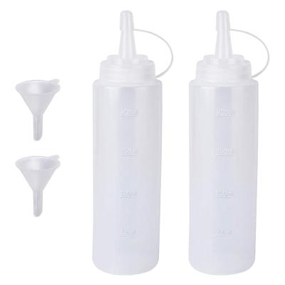 China Plastic Squeeze Condiment Container Refillable Squeeze Tomato Salad Jam Sauce Bottles Squeeze With Funnel for sale