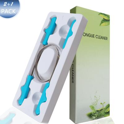 China Color Box 2 Color Box OEM Factory Stainless Steel Health U-Shape Tongue Scraper Oral Healthy Care Package for sale