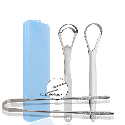 China Medical Grade Care Tools 304 Stainless Steel Professional Oral Tongue Scraper Single 3 Pack For Oral Hygiene for sale