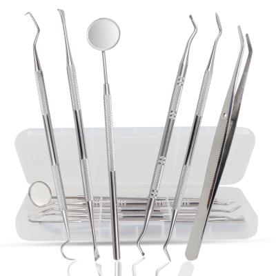 China 6PCS Dental Oral Care Stainless Steel Tool Kit Adult Oral Dental Hygiene Set With Dental Tweezers for sale