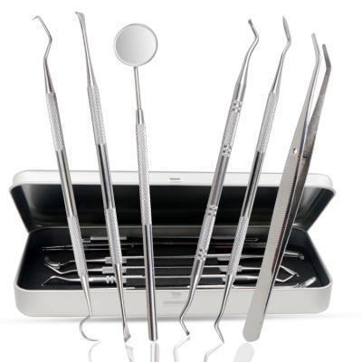 China 6PCS Dental Oral Care Stainless Steel Tool Kit Adult Oral Dental Hygiene Set With Dental Tweezers for sale