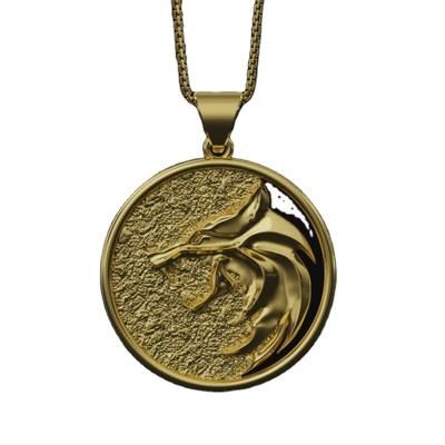 China Europe Witcher Geralt of Rivia's Wolf Necklace Metal Medallion for sale