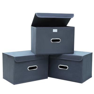 China Sustainable Collapsible Storage Boxes With Bins Cube Lid Non Woven Fabric Foldable Storage Box Cube Basket for sale