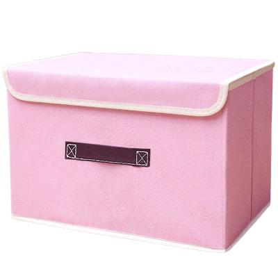 China Sustainable Collapsible Storage Box With Bins Cube Lid Non Woven Foldable Storage Box Cube Pink for sale