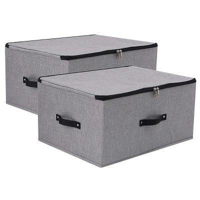 China Viable Collapsible Cotton and Canvas Collapsible Storage Box Drawer Cube Container with Lid Storage Bins Cubes with HandleLarge Storage for sale