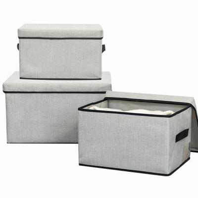 China Viable Foldable Cotton And Canvas Storage Box Drawer Cube Container With Lid Storage Bins Cubes With HandleLarge Storage Box Kids Play for sale