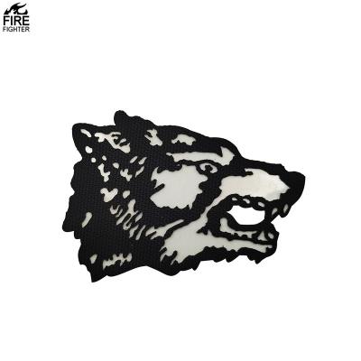 China Eco-Friendly Patch Animal IR Reflex Wolf Patches Armband Badge Sticker Decal Applique Embellishment Glow In Dark Military Tactical Reflective Patches for sale