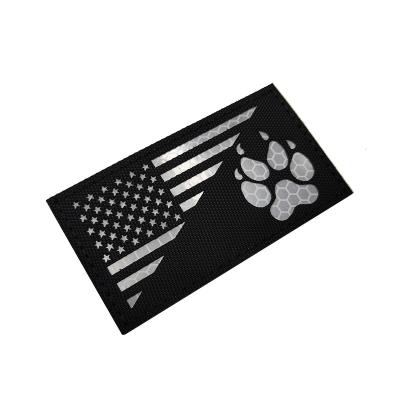 China 3D USA Flag Service Dog Paw Patches 3.15*2inch Infrared Reflection Patches Tactical Vest Hook And Loop Attachment Patch for sale