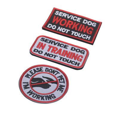 China Serviceable Service Dog Please DON'T PRET ME I Work Service Dog Running In Training Do Not Touch Embroidered Emblem Badge Patch For Dogs for sale