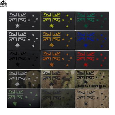 China Reflective LED Australia IR Flag Armband Flashing Laser Engraved Stickers Chapter Camouflage Army Green Magic Black for sale