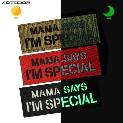 China 3D THE MOM SAYS I AM SPECIAL IR reflective patch funny words saying PATCH BADGE patch tactical stickers for clothes for sale