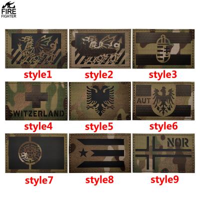 China Eco-Friendly Austria Hungary Switzerland IR Reflective Flag Patches European Pride Flag Patch For Clothes Hat Team Hook Patch And Loop Backing for sale