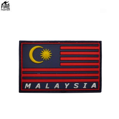 China Malaysian Flags Embroidered 3D Patches Malaysia Flag Patches Symbol PVC Badges For Clothes Backpack for sale