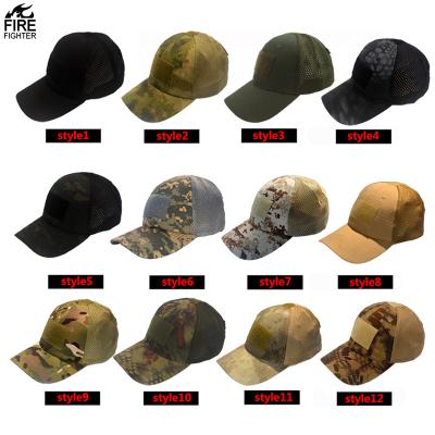 China Wholesale COMMON Mesh Sports Military Tactical Hook and Loop Hat Adjustable Baseball Cap For Men With USA Flag Embroidered Patch for sale