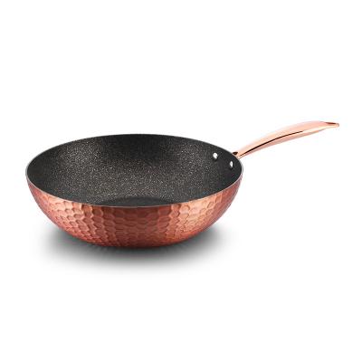 China Durable FCC-01 Aluminum Hammered Effect Non Stick Wok for sale