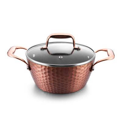 China Durable Aluminum Hammered Effect Non Stick Cookware Casserole for sale