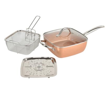 China Sustainable aluminum pressed non-stick square pot for sale