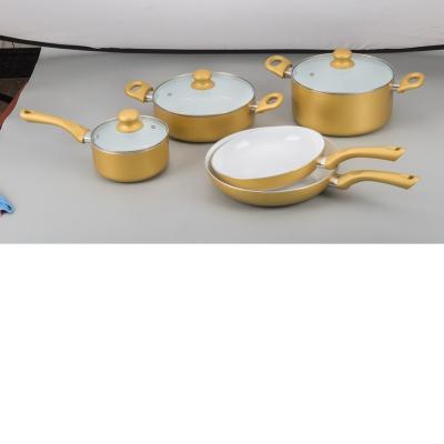 China Sustainable White Ceramic Gold Cookware Set for sale