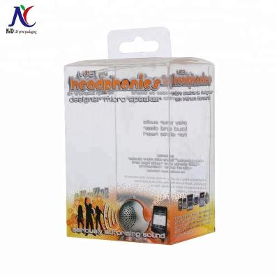 China Recycled Materials Custom Boxes Small Clear Plastic Packaging Speaker Hang Packing Boxes for sale