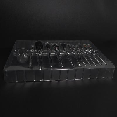 China PS Clear Tray Eco-friendly Black Material Cosmetics Puff Puff Make Up Pad Brush Packaging for sale