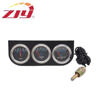 China Universal 2'' 52mm Black Volt Water Oil Pressure Triple 3 Gauge Set Gauges Kit 52mm for sale