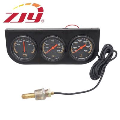 Cina Universal 2'' 52mm Chrome Volt Water Oil Pressure Triple 3 Gauge Set Gauges Kit 52mm in vendita