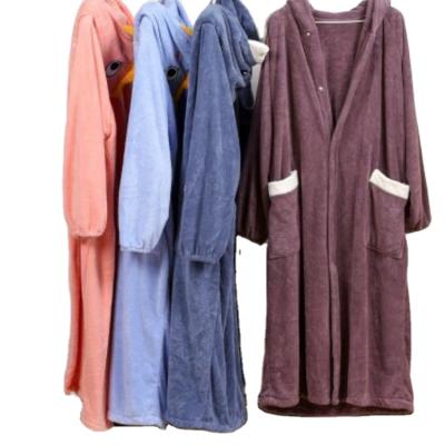 China QUICK DRY Microfiber Hooded Bathrobe Beach Towel Men And Women Hotel Couples Bathrobe for sale