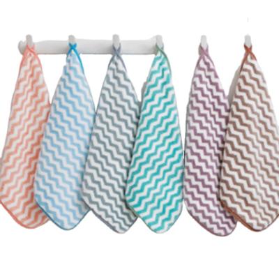 China Cute Coral Ripple Fleece Absorbent Hand Towel Water Ripple QUICK DRY Children's Hanging Type Square Scarf for sale