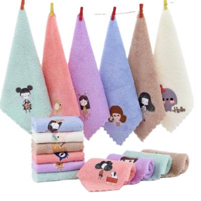 China Clothquick-drying household soft QUICK DRY non-fading coral non-linting water-absorbent fleece hand towel for sale