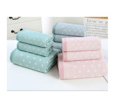 China QUICK DRY soft bedding cotton bath towel set one sided gauze fabric and dotted towels for sale