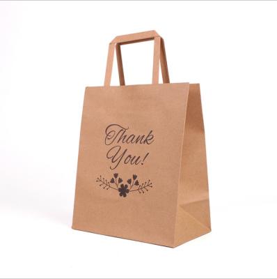 China Recycled Materials Accept Custom Printed Your Own Logo Wholesale Gift Food Shopping Brown Grocery Handle White Kraft Paper Bags for sale